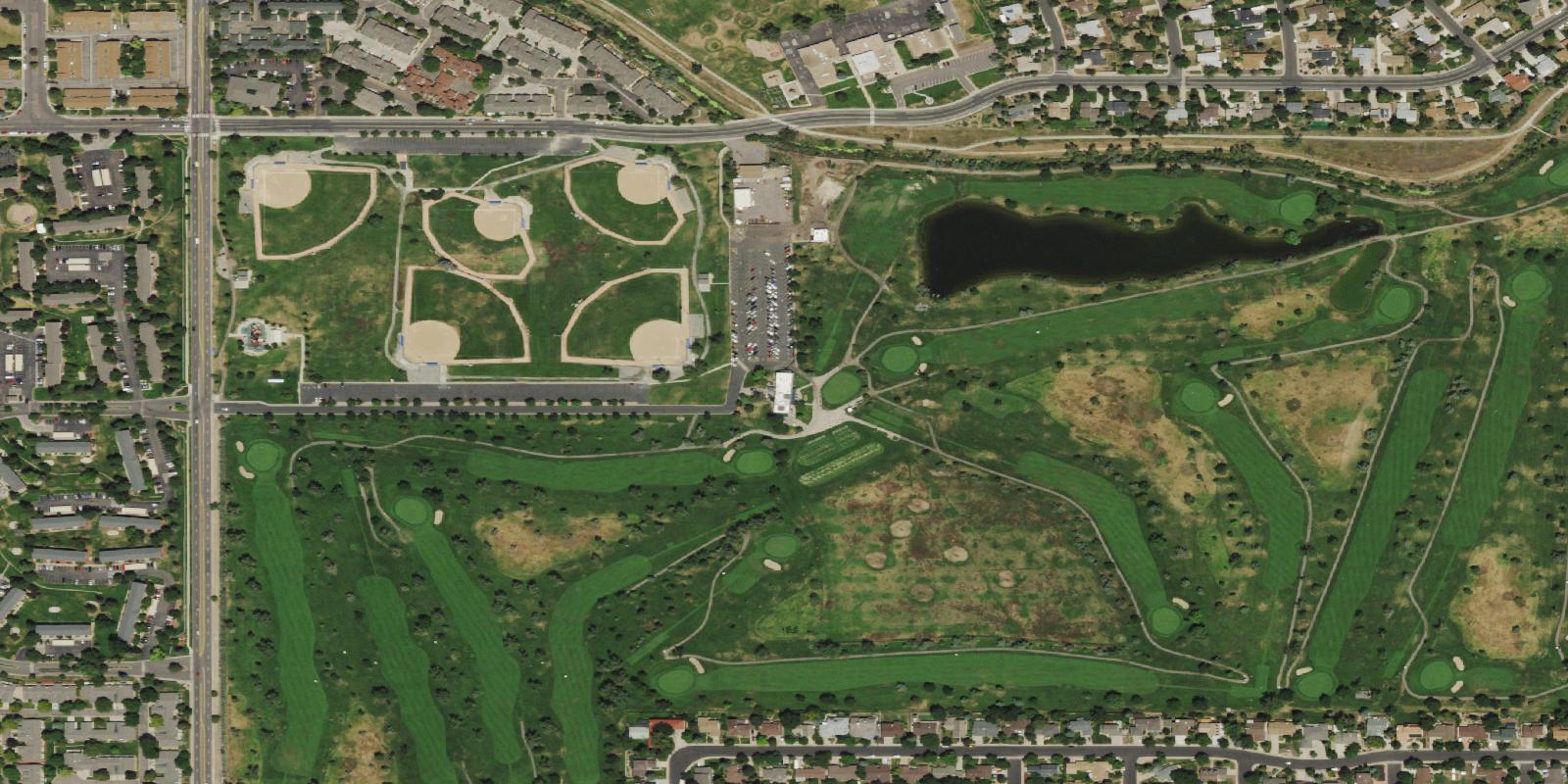 Satellite view of Aurora Hills Golf Course