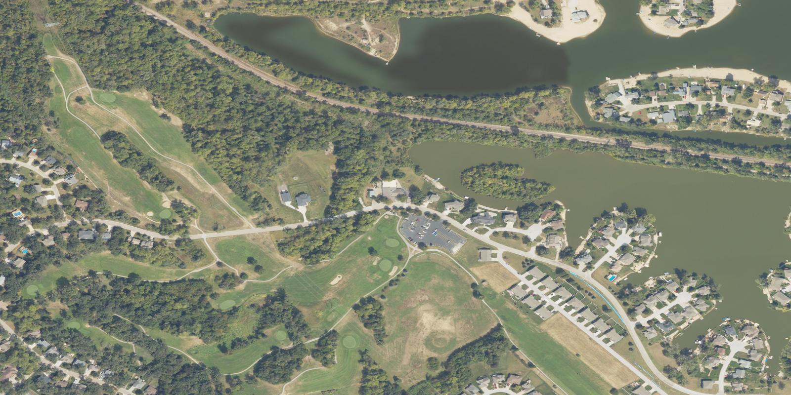 Satellite view of Bay Hills Golf Club.