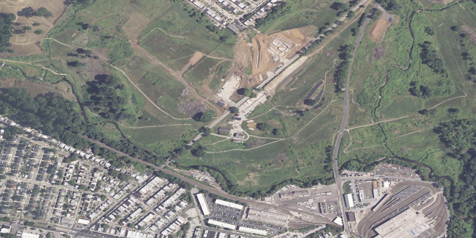 Satellite view of Cobbs Creek Golf Course
