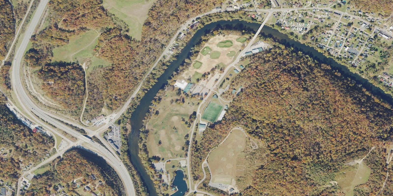 Satellite view of Coonskin Park Golf Course