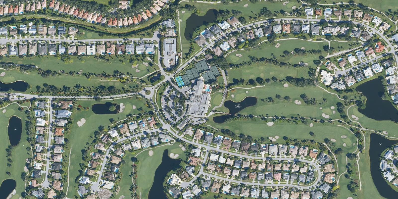 Satellite view of Delaire Country Club Woods Lakes