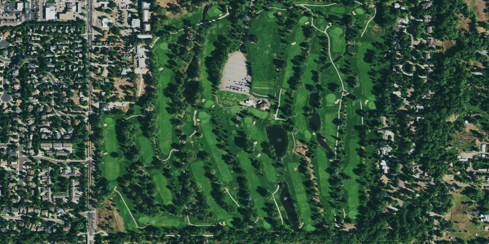 Satellite view of Flatirons Golf Course