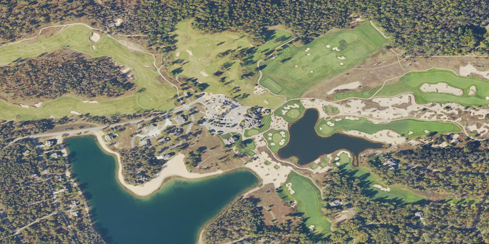 Satellite view of Forest Dunes Golf Club