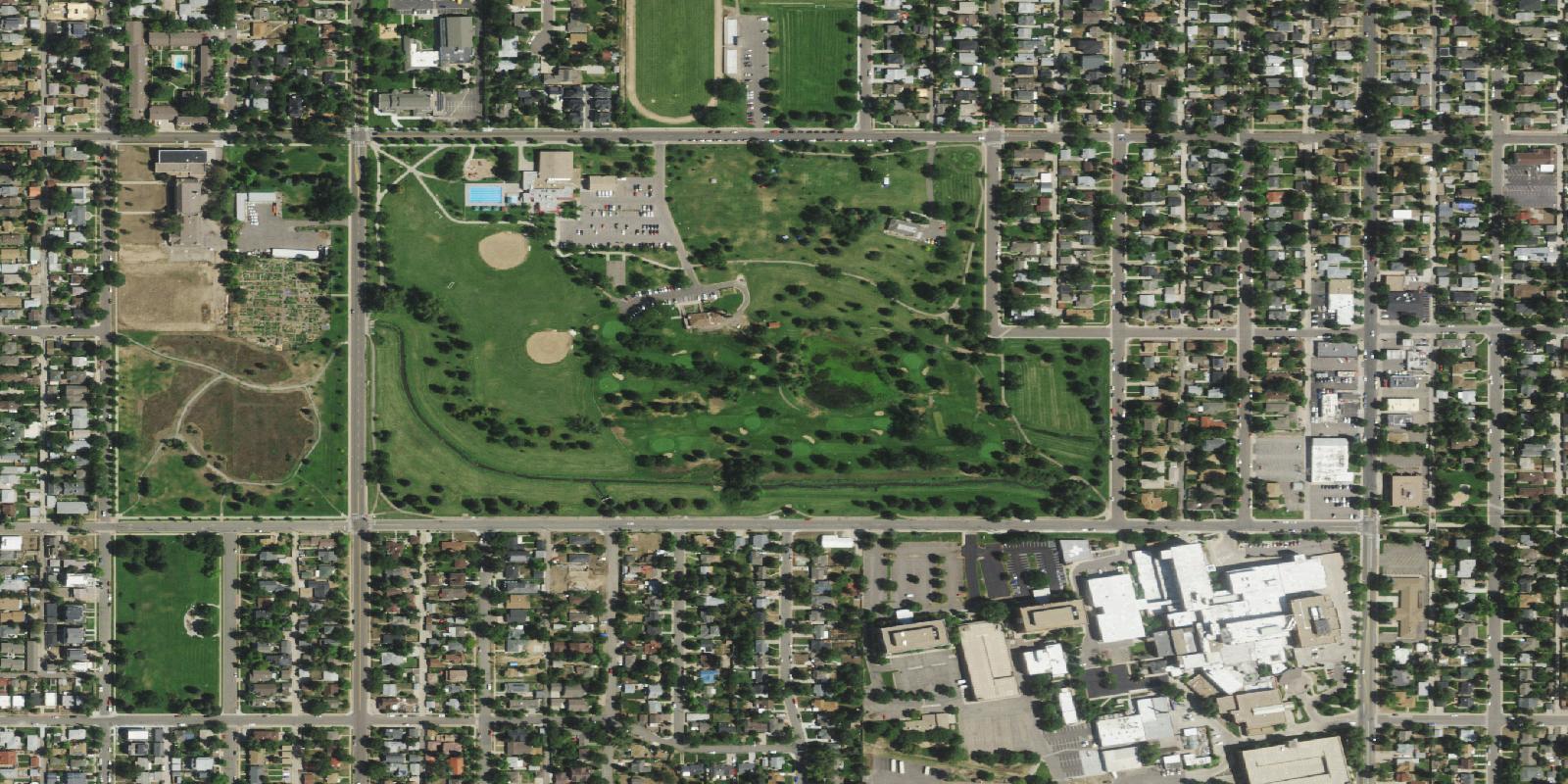 Satellite view of Harvard Gulch Golf Course