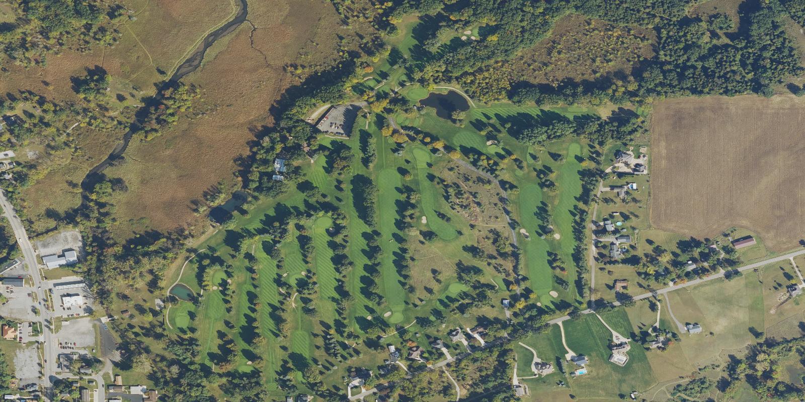 Satellite view of Hills Heart of the Lakes Golf Course