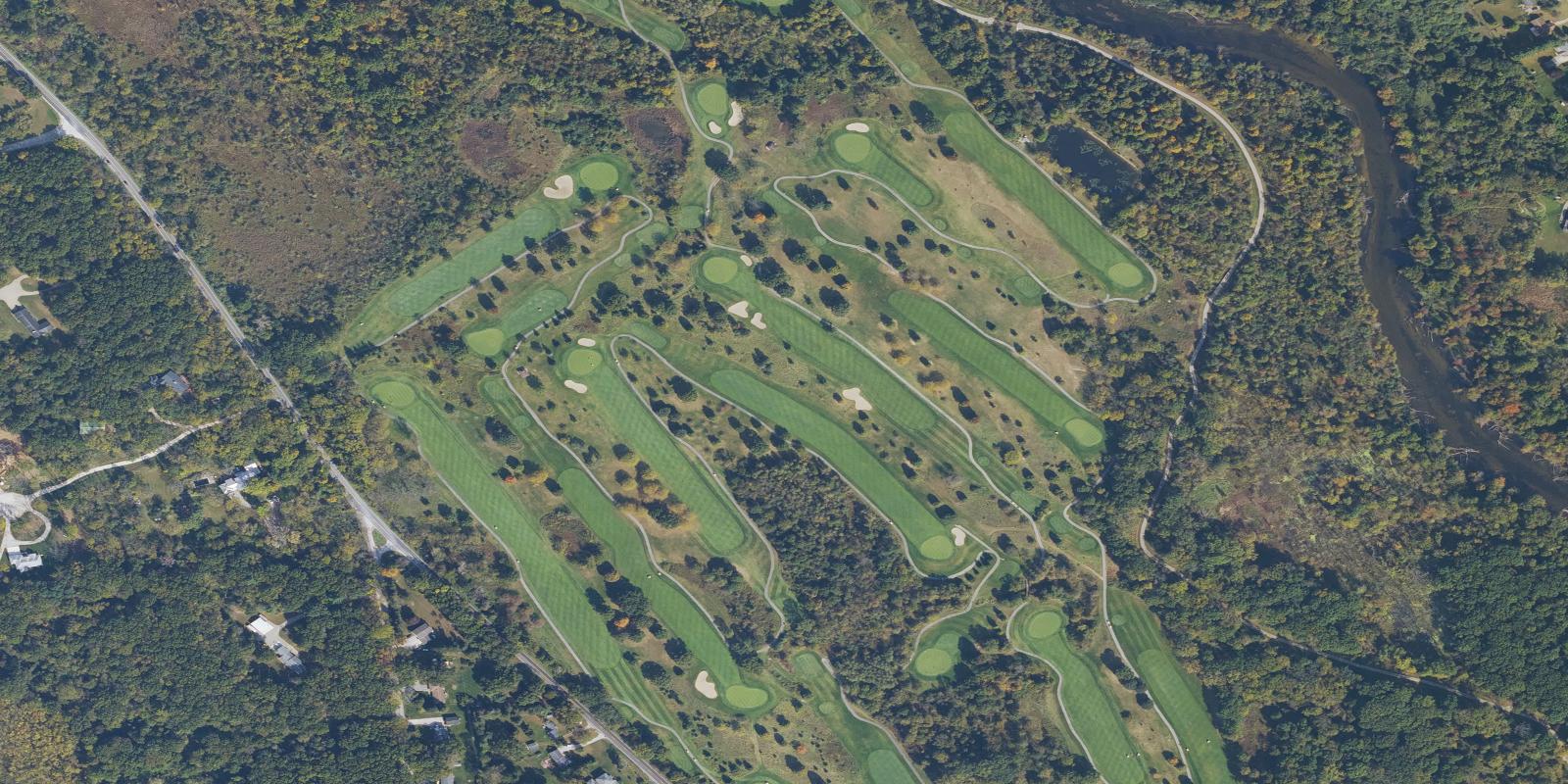 Satellite view of Hudson Mills Metropark Golf Course