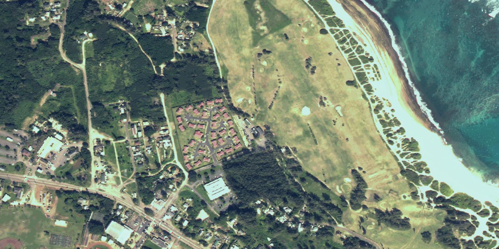 Satellite view of Kahuku Golf Course