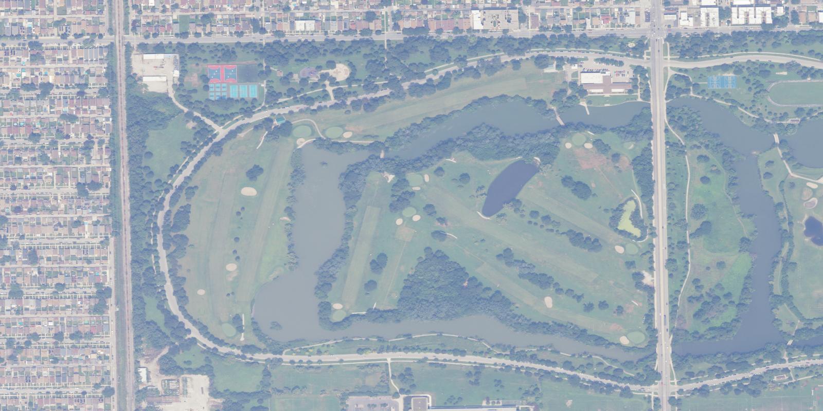 Satellite view of Marquette Park Golf Course