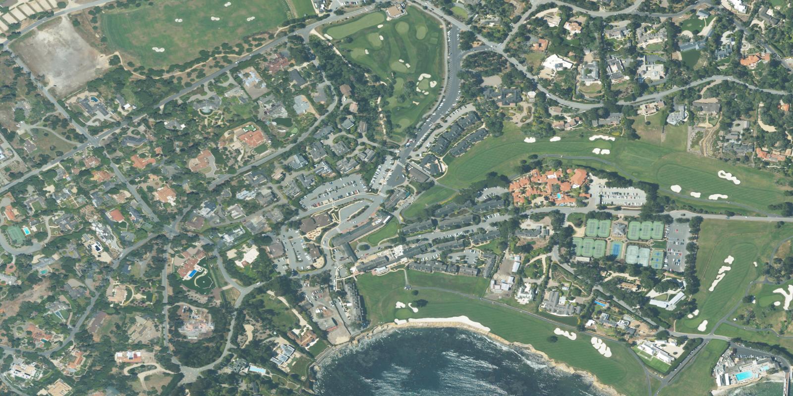 Satellite view of Pebble Beach Golf Links