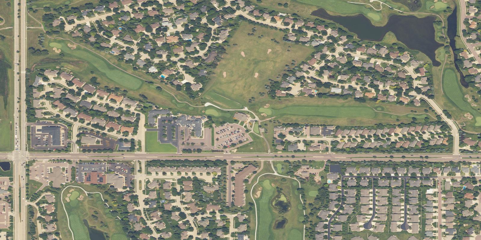 Satellite view of Prairie Green Golf Course