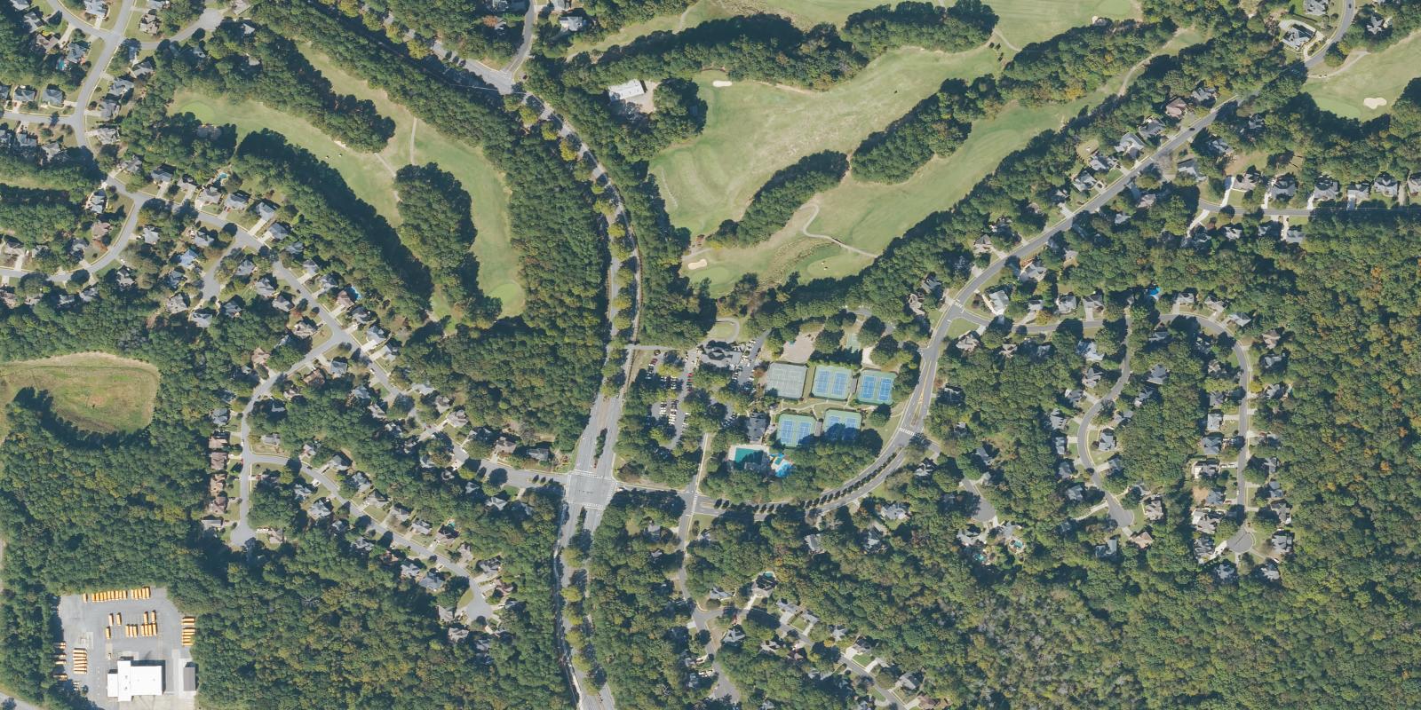 Satellite view of Towne Lake Hills Golf Club